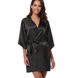 Bata Kimono con Efecto Satinado y Cierre de Lazo Ajustable