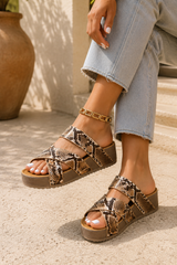 Sandalias Mujer con Tiras Trenzadas y Plataforma