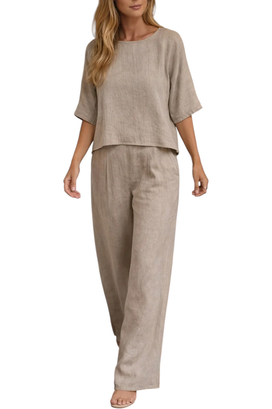 Conjunto de Mujer con Pantalón Ancho y Manga Corta
