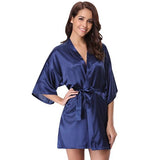 Bata Kimono con Efecto Satinado y Cierre de Lazo Ajustable