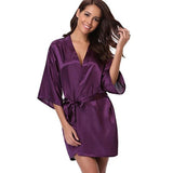 Bata Kimono con Efecto Satinado y Cierre de Lazo Ajustable