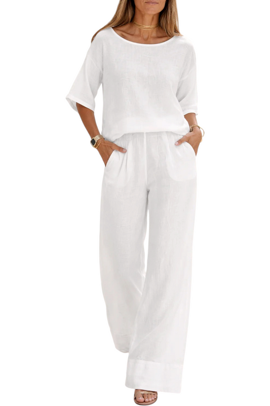 Conjunto de Mujer Top Holgado y Pantalón de Pierna Ancha