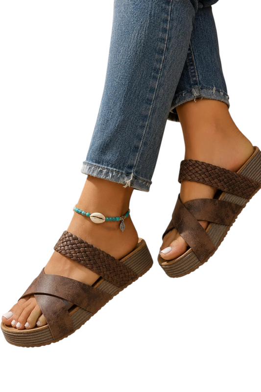 Sandalias Mujer con Tiras Trenzadas y Plataforma