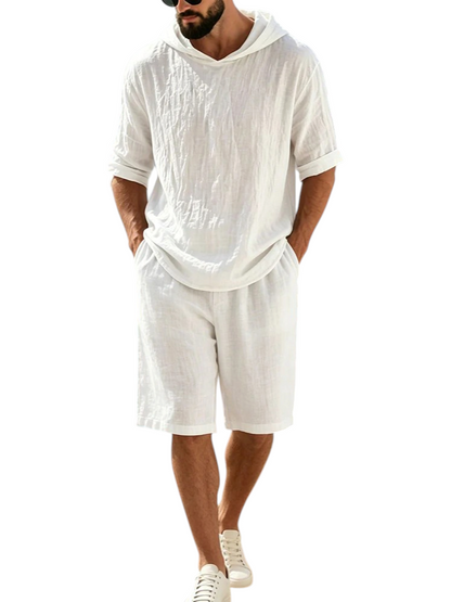 Conjunto de Hombre Dos Piezas Sudadera con Capucha y Pantalón Corto