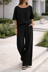 Conjunto de Mujer Top Holgado y Pantalón de Pierna Ancha