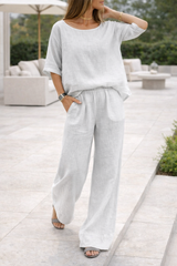 Conjunto de Mujer Top Holgado y Pantalón de Pierna Ancha