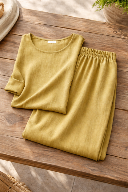 Conjunto de Mujer Top Holgado y Pantalón de Pierna Ancha