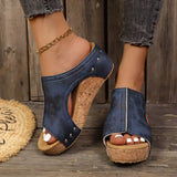 Sandalias de Cuña para Mujer con Soporte del Arco y Detalles de Tachuelas