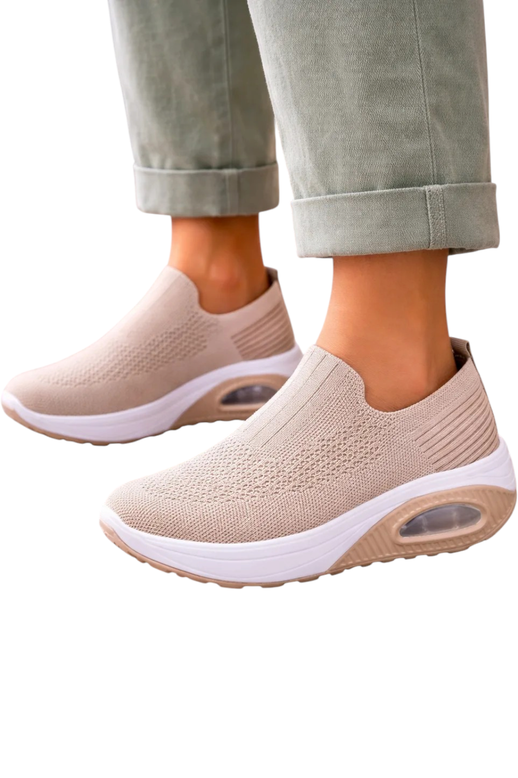 Zapatillas Slip-On de Punto para Mujer con Suela de Cámara de Aire