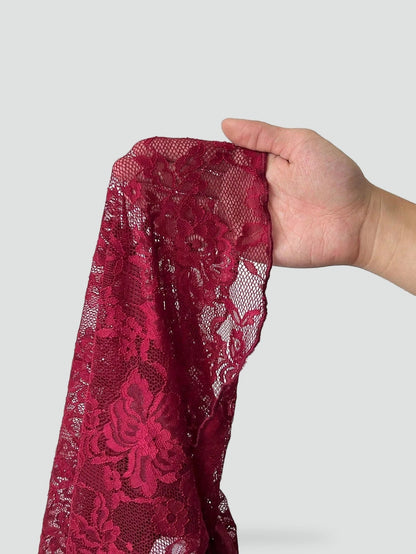 Blusa de Mujer de Encaje Floral Transparente con Manga Larga