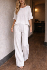 Conjunto de Mujer con Pantalón Ancho y Manga Corta