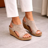 Sandalias de Mujer con Cuña de Plataforma, Diseño Calado y Tira al Tobillo