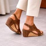 Sandalias de Mujer con Cuña de Plataforma, Diseño Calado y Tira al Tobillo